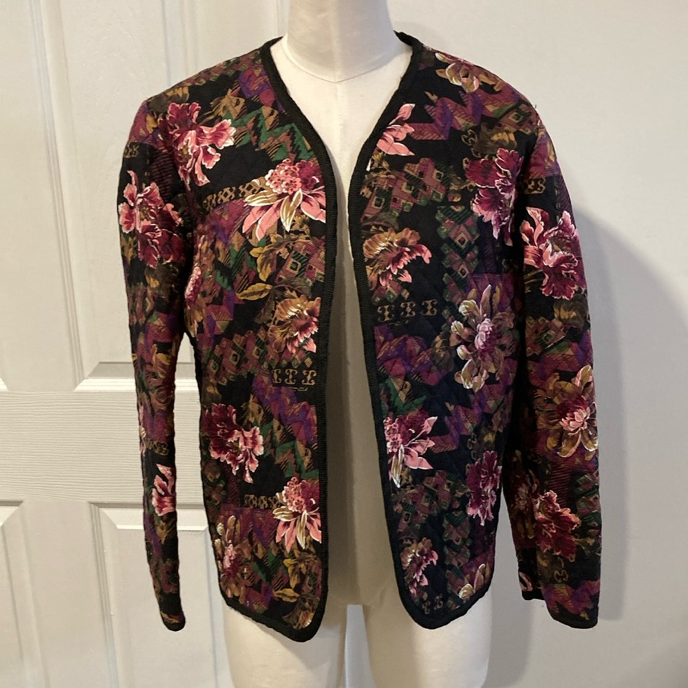 vintage Mizz Lizz quilted floral jacket M